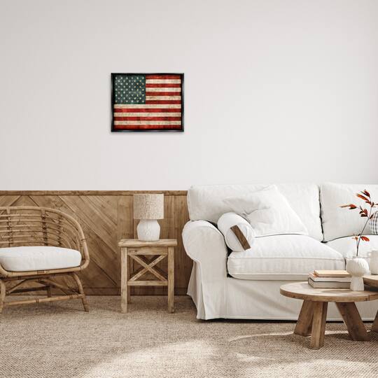 Stupell Industries US American Flag Rustic Pattern Floater Framed Art